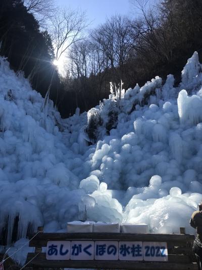 寒いから、氷柱を見に行きます。