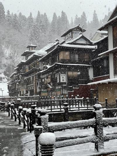 念願の雪景色の銀山温泉に行ったよ！