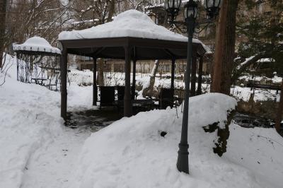 信州松本　優雅な冬旅♪　Vol.39 ☆扉温泉明神館：美しい雪景色の庭園と渓流♪