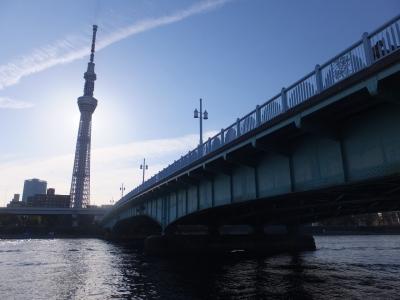 浅草に泊まって夜は湯めぐり。朝は隅田公園から山谷堀公園へ。