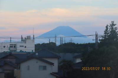 夕焼け富士が見られました