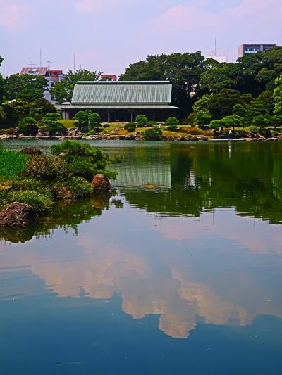 清澄白河-3　清澄庭園c　涼亭あたり　大泉水・松島・磯渡り　☆芭蕉‐古池や‐句碑