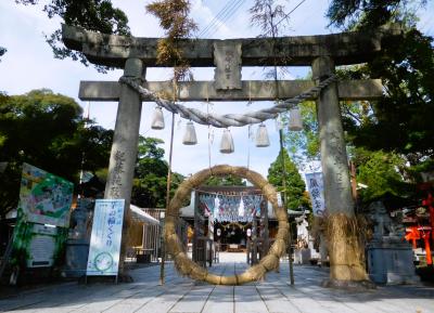 ２０２２年８月　山口県・宇部市　琴崎八幡宮で茅の輪くぐりをしました。風鈴が飾ってありました。