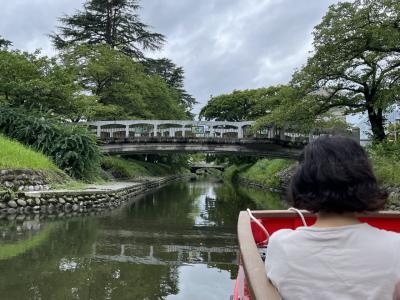 意図しない自由行動時間で富山城址公園と松川遊覧船を楽しみました