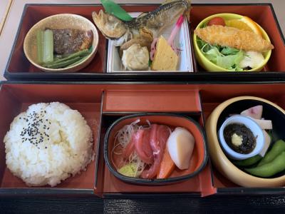 ハタハタ館から道の駅八森へ行き、イカのカーテンを見て、松岡食品のおからドーナッツを買う。