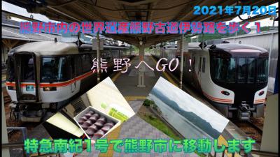 熊野市内の世界遺産熊野古道伊勢路を歩く１　特急南紀1号で熊野市に移動します