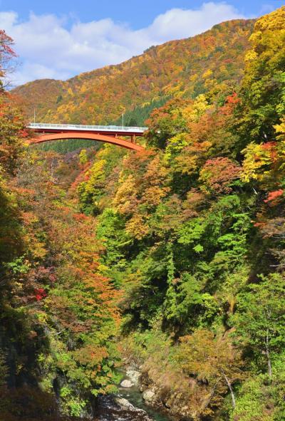 秋の東北３県紅葉巡り《４》～鮮やかな色彩に染められた深いV字の峡谷・小安峡へ～