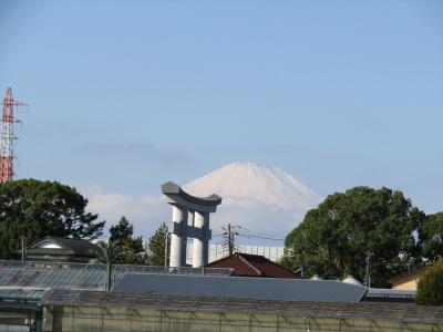 寒川神社の二の鳥居と富士山の位置