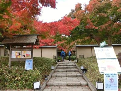 晴れたり、曇ったりの大阪万博記念公園・日本庭園（松の洲浜・上流側～茶室～心字池周辺）で、今年二度目の紅葉見物を楽しむ。（2022）