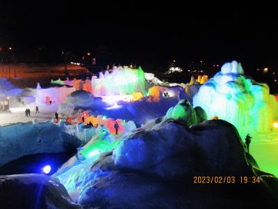 北海道 冬の旅 3. 層雲峡・ 網走・オーロラ号・氷瀑祭り