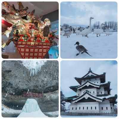 1泊2日秋田・青森 雪のレンタカー旅~後編~氷のパワースポットと白鳥ふれあい広場と弘前城