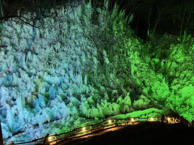 秩父三大氷柱「あしがくぼの氷柱」と夜の秩父市内