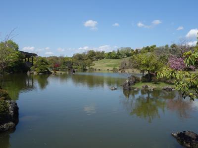 万博記念公園の日本庭園は緑が基調かな。現代的な日本庭園です。