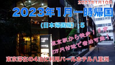 2023年1月一時帰国(日本帰国編）;5　東京滞在の4泊に利用パールホテル八重洲