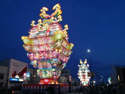 ’２３　青森・秋田夏祭り巡り１１　能代 天空の不夜城（高さ日本一の城郭灯籠）