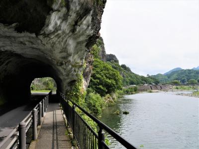 2023.6中津日田別府旅行4-耶馬渓ダム，溪石園，炭蕎麦で炭カレーの昼食，青の洞門，耶馬渓橋