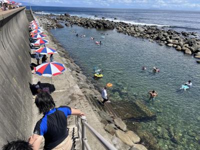 熱川ハイツに宿泊して下田九十浜、稲取磯シーガーデン池尻にて子供と海水浴の二泊三日伊豆縦断　後半