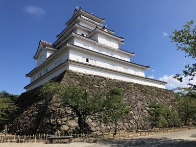 鶴ヶ城から星野リゾ－ト磐梯山と裏磐梯五色沼