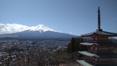 富士山旅行4日目 鐘山苑のラウンジ、食事 5日目 新倉富士浅間神社からの富士山