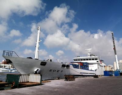 【島旅2023夏 10】那覇で飲み食べ歩き…そして「貨客船だいとう」で南大東島へ、念願のカゴに吊られて上陸です