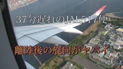 37分遅れのJAL517 離陸後の旋回がヤバイ