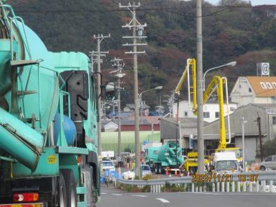 豊浜釣り桟橋１１月下旬と１２月　港内の工事現場