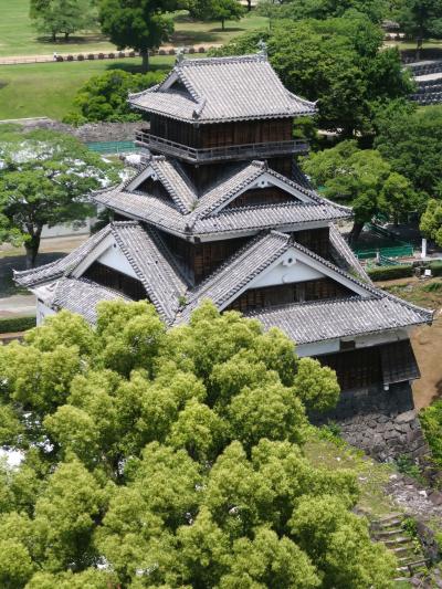 熊本12　熊本城e  天守閣　６階～眺め絶景　☆宇土櫓・城下町・金峰山も