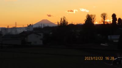 冬至の日の夕焼け富士