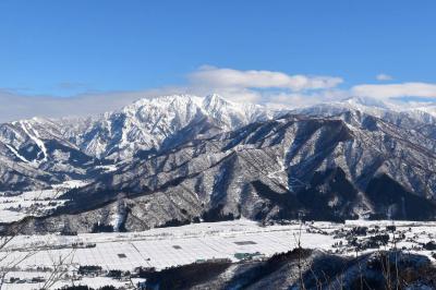 電車で登る冬の坂戸山　雪山登山