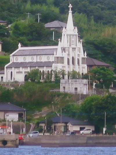 長崎-9　軍艦島クルーズa  長崎港～出航‐高島    ☆造船所・聖母像・自衛艦