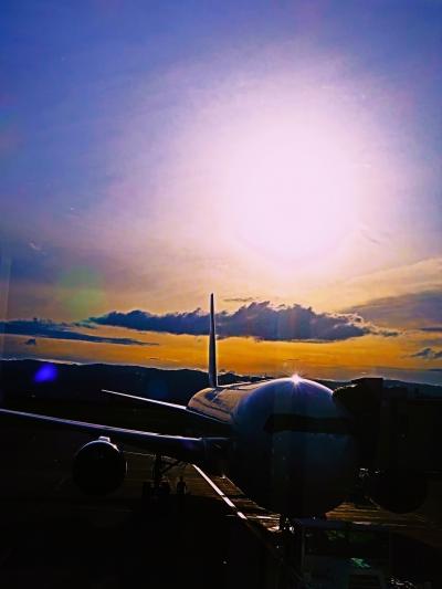 JAL556便a  旭川空港16:15　⇒羽田　定刻離陸　☆夕焼け空～雲海上の群青