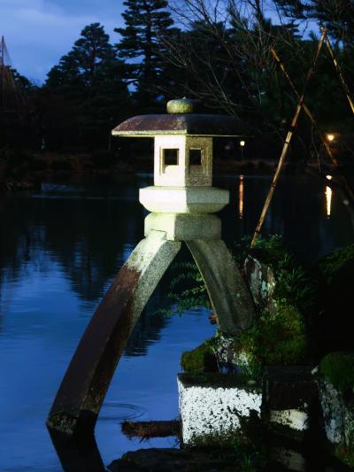 金沢16　兼六園　霞が池・徽軫灯籠　唐崎松/雪吊り　☆夕暮れ散歩/閉園近く