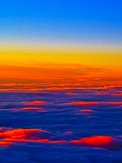 JAL934便-２　宮古⇒羽田　紀伊半島沖を通過　夕焼け空見て　☆雲の色形 変幻に＊興味津々