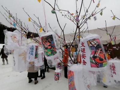 ’２４　青森秋田冬のお祭り旅８　弘前～秋田内陸線乗車（鷹巣駅～上桧木内駅）～紙風船上げ会場