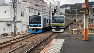 東海道新幹線と東海道線E233系とE231系で行 く、熱海~伊東、丹那トンネル