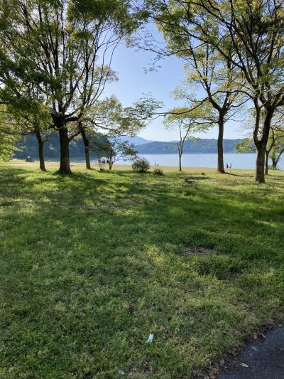 新緑の美しい琵琶湖と近江八幡
