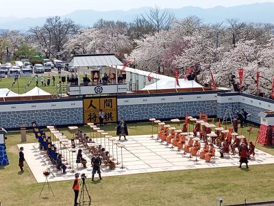 天童・満開の桜と人間将棋