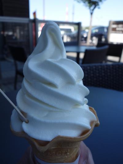 御在所サービスエリアに寄る。モクモクファームのジャージーソフトが食べたくて。