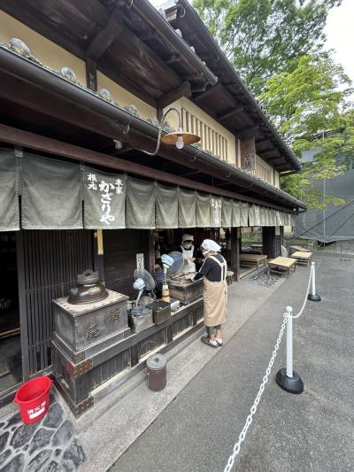 奥方のお供で夏の京都へ(15) お向かいの "一和" と味とか違うのかなぁ･･･。今宮神社東門南側 "本家・根元 かざりや" で、あぶり餅！