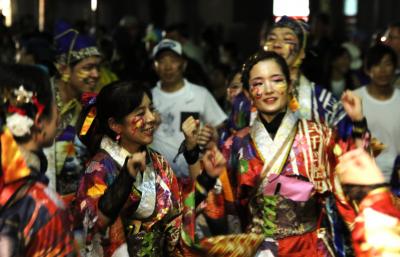 14年ぶり2度目の桃太郎まつり最終日うらじゃ総踊り