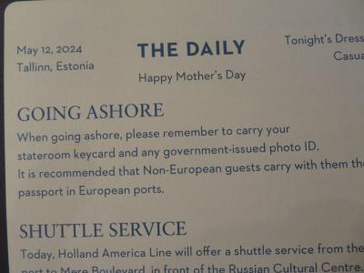 27泊 N Statendam★13★Sun, May 12 Tallinn, Estonia