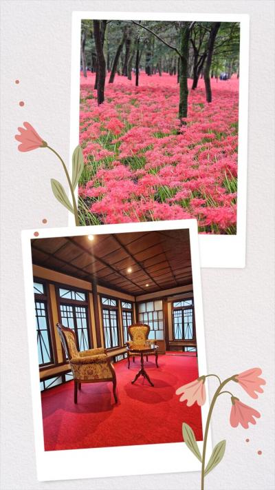 大正ロマン薫るレトロモダン建築と満開の曼珠沙華