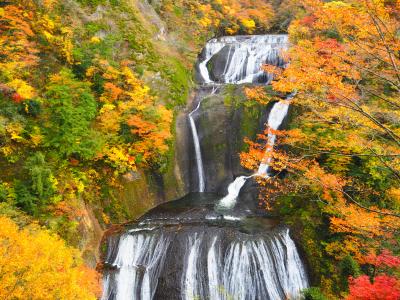 紅葉の袋田の滝