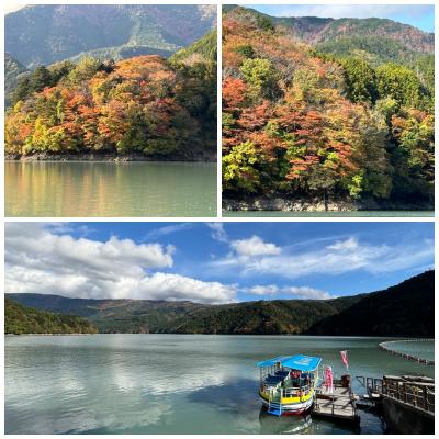 浜名湖で秋のサイクリング。①浜名湖に行く前に、オクシズの井川湖に行って渡船に乗って井川本村へ。