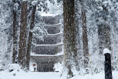 暴風雪の中の五重塔