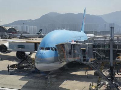 2025年2月香港旅行　その3　大韓航空で香港～ソウル～東京　A380乗り納め