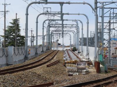 名鉄瀬戸線小幡駅～大森・金城学院前駅間の新下り線・高架化工事を車窓から視察