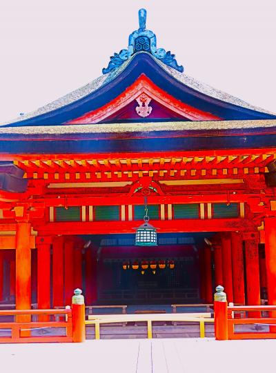 宮島陽春-6　厳島神社　国宝（御本社2棟/客神社2棟/回廊）　☆唯一の海上社殿群・神殿造り