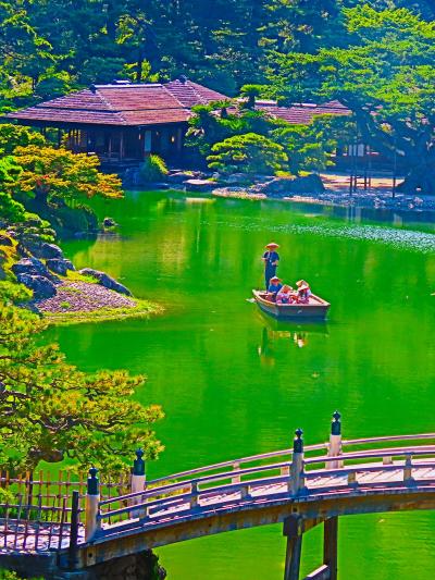 高松盛夏-3　栗林公園b  飛来峰‐偃月橋‐掬月亭　☆国の特別名勝＊面積約75ha/国内最大庭園