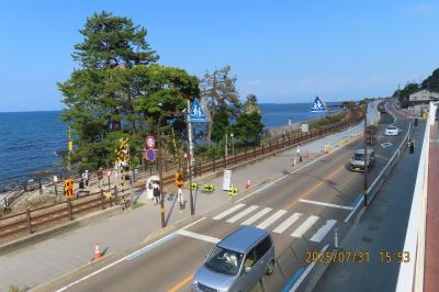 出張ついでの…#45 (^^ゞ 北陸新幹線で行く激暑 (^▽^;) 富山氷見・高岡2日間 1日目-③運が良ければ海と立山連峰が望める雨晴海岸